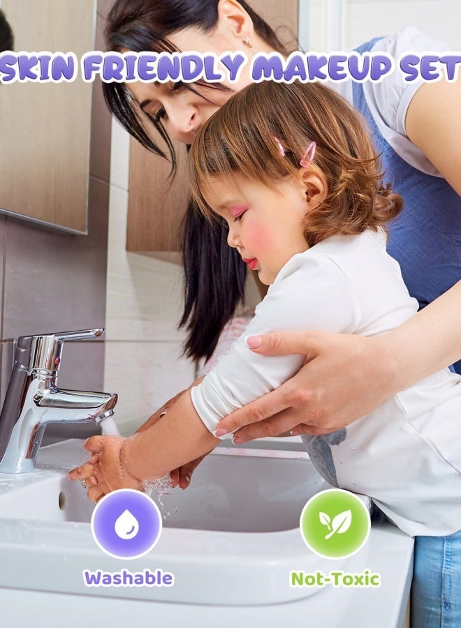 Saudi Select Your Daughter's Safe Makeup Kit: 50-Piece Frozen-Inspired Magic!  Non-Toxic for Princess Dress up Game Christmas & Birthday Girl Gift for 3-12 - Image 5