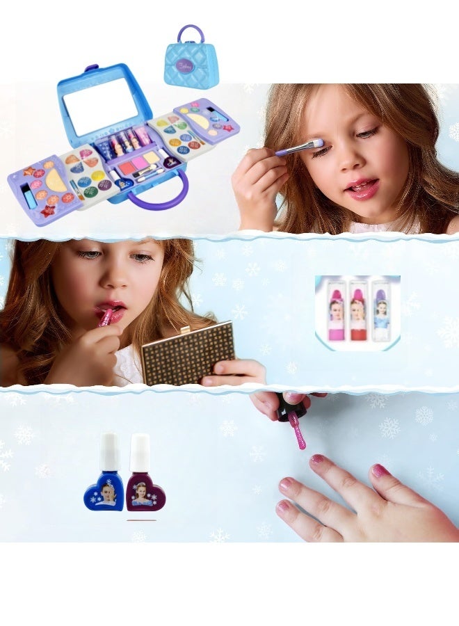 Saudi Select Your Daughter's Safe Makeup Kit: 50-Piece Frozen-Inspired Magic!  Non-Toxic for Princess Dress up Game Christmas & Birthday Girl Gift for 3-12 - Image 4