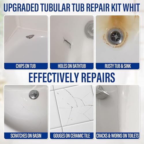 cocomfix طقم إصلاح حوض الاستحمام أبيض، طقم إصلاح حوض الاستحمام للبلاط، الألياف الزجاجية، الأكريليك، البورسلين، ترميم وإصلاح الرقائق، الشقوق، الثقوب والخدوش على الأحواض، المرحاض، الحوض، الدش، والصينية في الحمام - Image 2