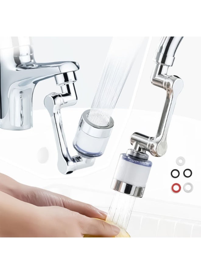 1080 Degree Swivel Faucet Extender, Large Angle Swivel Faucet Spray Filter with 2 Water Output Modes - for Bathroom Sink 1 Pack (Chrome 1080) - Image 1