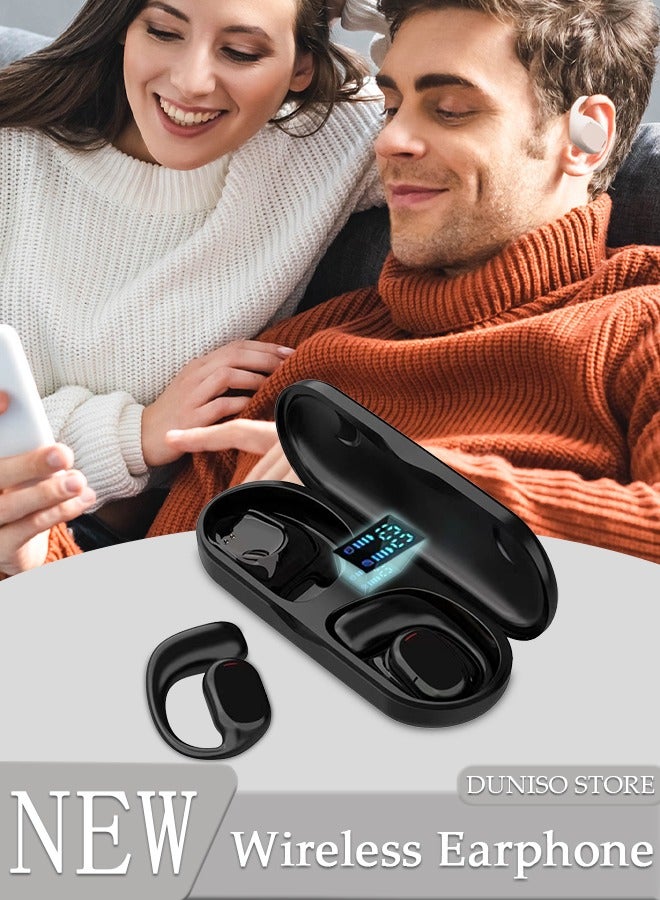 DUNISO Wireless Headphones Bluetooth Ear Clip Noise-cancelling Earphones with Wireless Charging Case Digital Display Bluetooth 5.3 Waterproof for Running Sport Gym  - Image 1