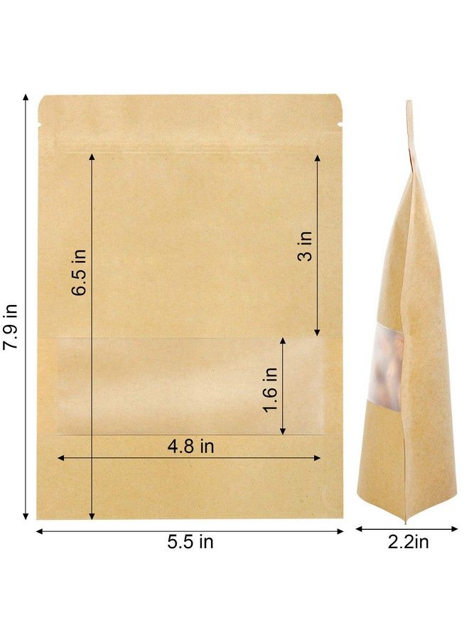 Blisstime Stand Up Pouch Bags 100 Pack Kraft Pouch With Tear Notch And Matte Window Resealable Zip Lock Food Storage Bag (5.5In X 7.9In)  - Image 4