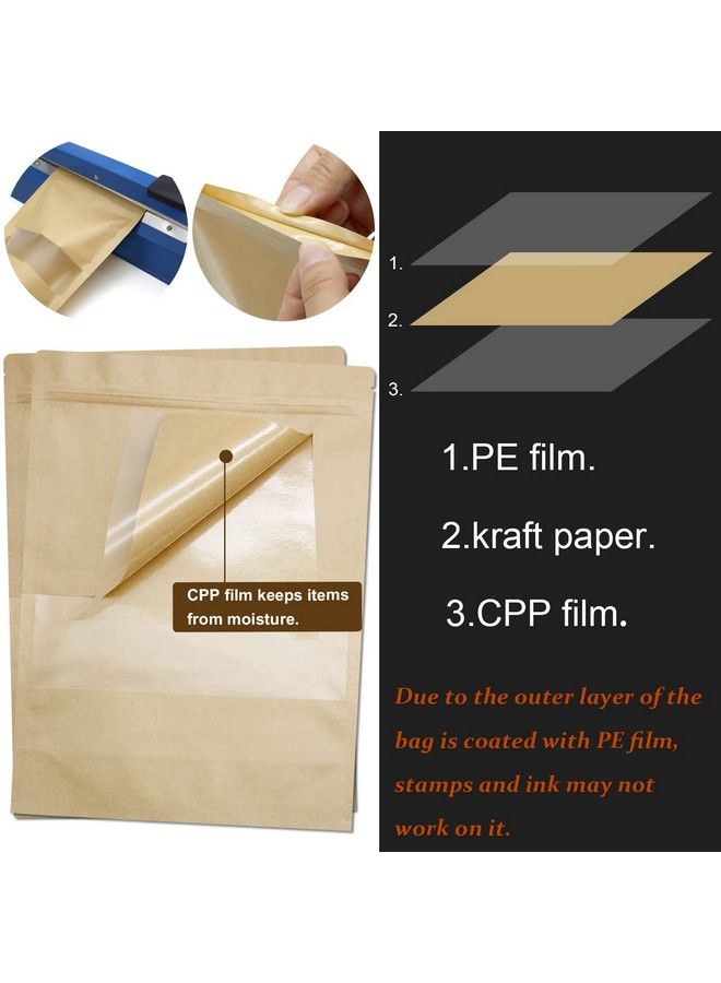 Blisstime Stand Up Pouch Bags 100 Pack Kraft Pouch With Tear Notch And Matte Window Resealable Zip Lock Food Storage Bag (5.5In X 7.9In)  - Image 3