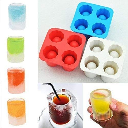 Chaher Chaher 4Cup Ice Cube Shot Shape Silicone Shooters Glass Freeze Molds Maker Tray Party Bar Tools Ice Shot Glass Mold Party Drinking Coke - Image 2