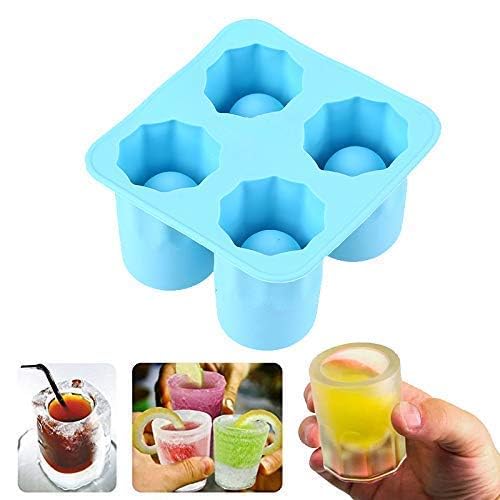 Chaher Chaher 4Cup Ice Cube Shot Shape Silicone Shooters Glass Freeze Molds Maker Tray Party Bar Tools Ice Shot Glass Mold Party Drinking Coke - Image 1
