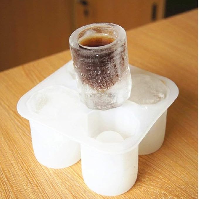 Chaher Chaher 4Cup Ice Cube Shot Shape Silicone Shooters Glass Freeze Molds Maker Tray Party Bar Tools Ice Shot Glass Mold Party Drinking Coke - Image 5