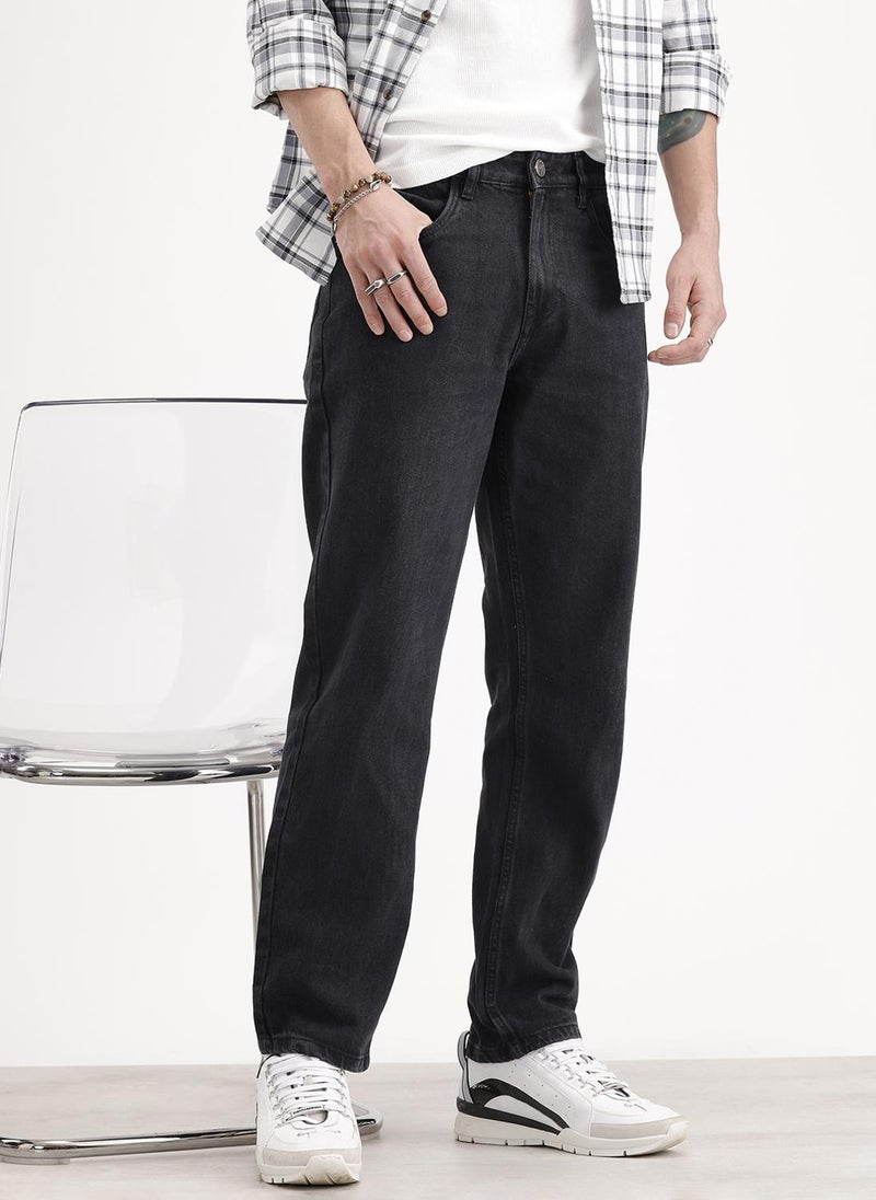 Wrogn Anti Fit Light Faded Denim Jeans | Black - Image 1