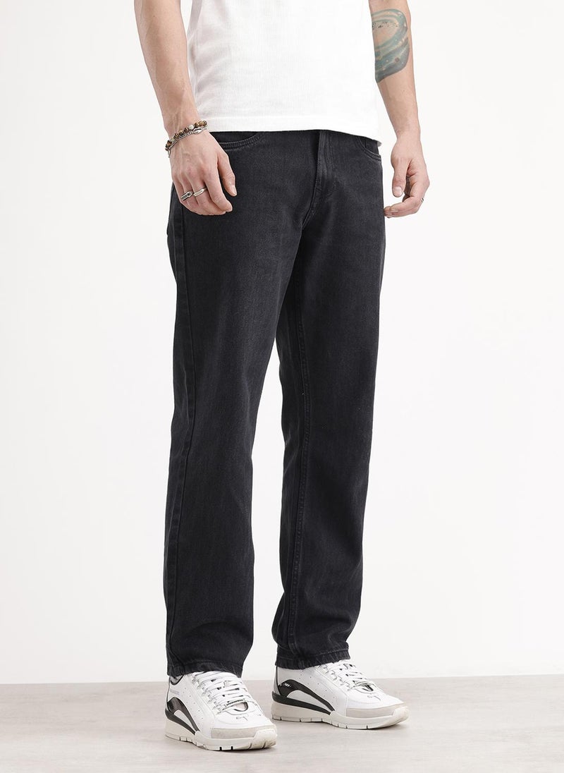 Wrogn Anti Fit Light Faded Denim Jeans | Black - Image 4