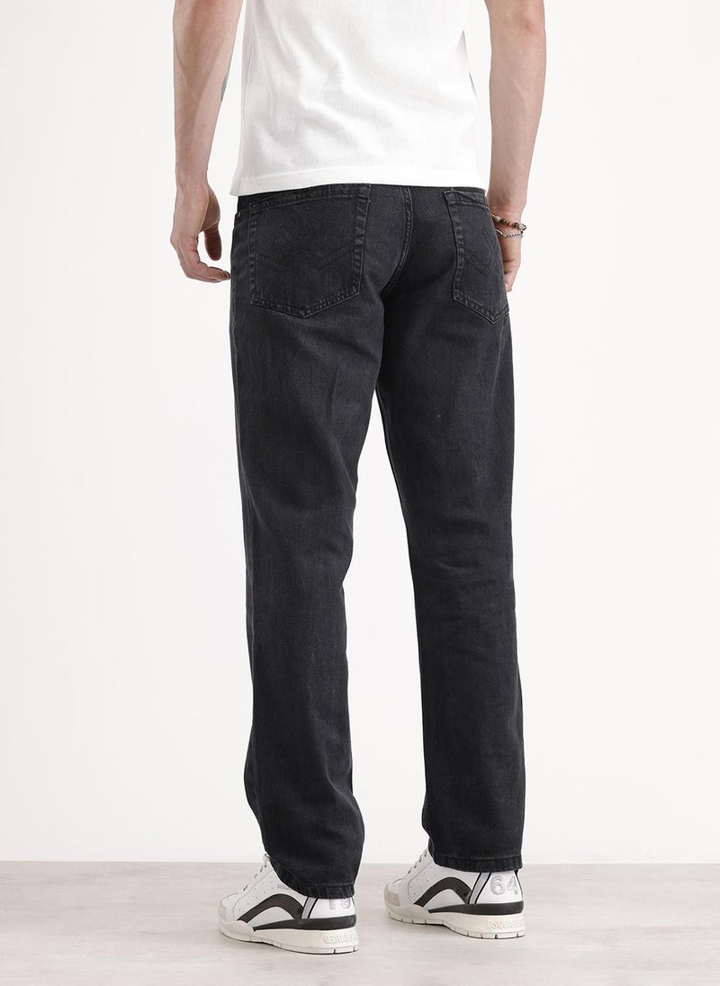 Wrogn Anti Fit Light Faded Denim Jeans | Black - Image 3