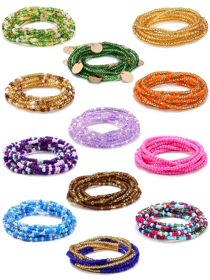 Fumete 12 Pcs Waist Beads Set Handmade African Belly Beads Chain Plus Size Body Jewelry Non Stretching Belly Chain for Women(Exotic,50 Inch) - Image 5