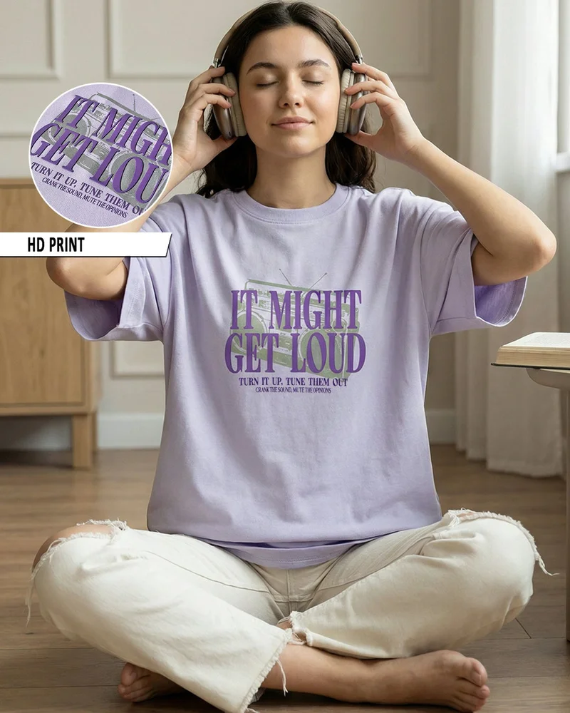 بيواكوف Women's Thistle Purple Loud Graphic Printed Oversized T-shirt