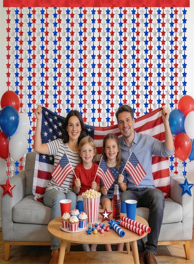HOOSUN 4th of July Decorations,Patriotic Decorations Backdrop,2 Pack Red White and Blue Party Photo Backdrop Patriotic Tinsel Foil Fringe Curtains,Red White and Blue Streamers Tinsel Backdrop Decor - Image 4