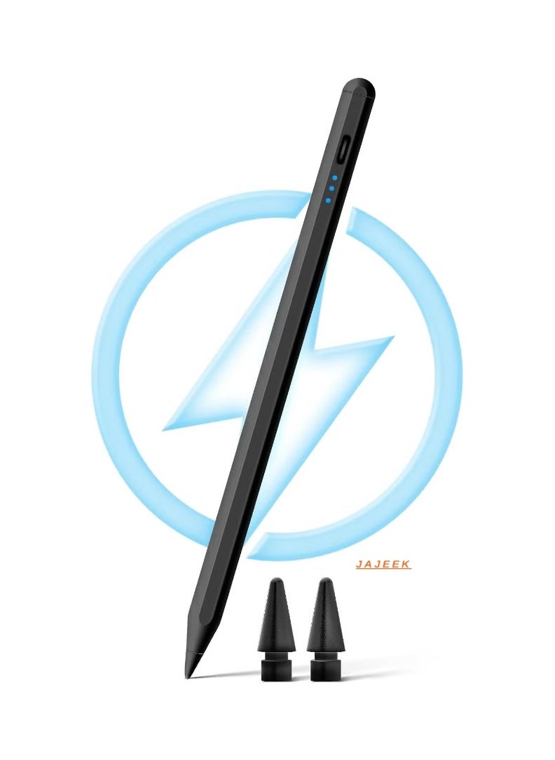 JAJEEK Stylus Pen for iPad 9th & 10th Generation - iPad Pencil 2nd Generation, Fast Charge Active Pencil Compatible with 2018-2024 Apple iPad 6-10th, iPad Pro 11"/12.9"/M4, iPad Air 3/4/5/M2, iPad Mini 5/6 - Black  - Image 1