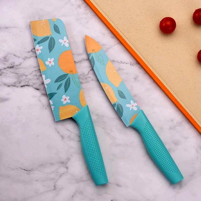 THEODORE Set of 3 Blue Stainless Steel Kitchen Knife Set | High-Carbon Stainless Steel Kitchen Knife |Vegetable Knife| Chef Knife| Sharp Edge Cutting Chef Knifes for Chopping Vegetables, Fruits - Image 3