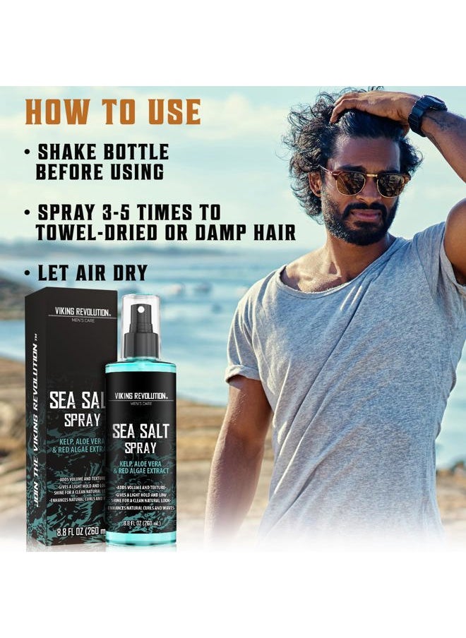 Viking Revolution - Sea Salt Spray for Hair Men - Hair Texturizing Spray with Kelp, Aloe Vera and Red Algae Extract - Surf Spray to Add Volume and Texture Sea Salt Spray for Men Beach Hair Spray - 8.8oz - Image 1