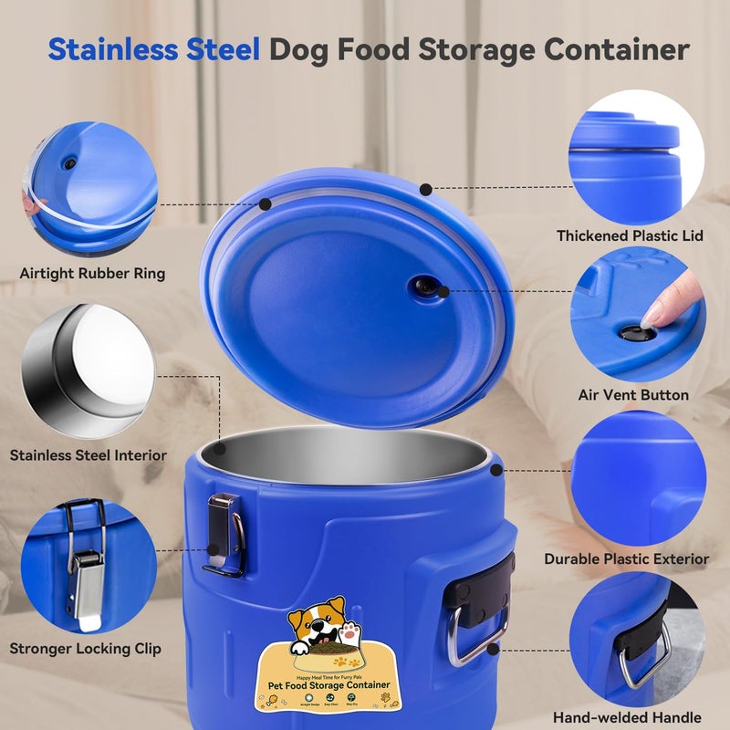 Newget 15lb Dog Food Storage Container, Stainless Steel Airtight Pet Food Storage Container and Durable Plastic Food Container, Large Metal Cat Food Container with Lid and Scoop to Keep Fresh - Image 2