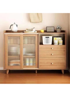 AGD Kitchen Sideboard with Drawers and Sliding Doors, Large Storage Capacity Coffee Corner Cabinet Kitchen 100x36x92cm Suitable for Kitchen, Living Room, Dining Room - Wood Color  - Image 5