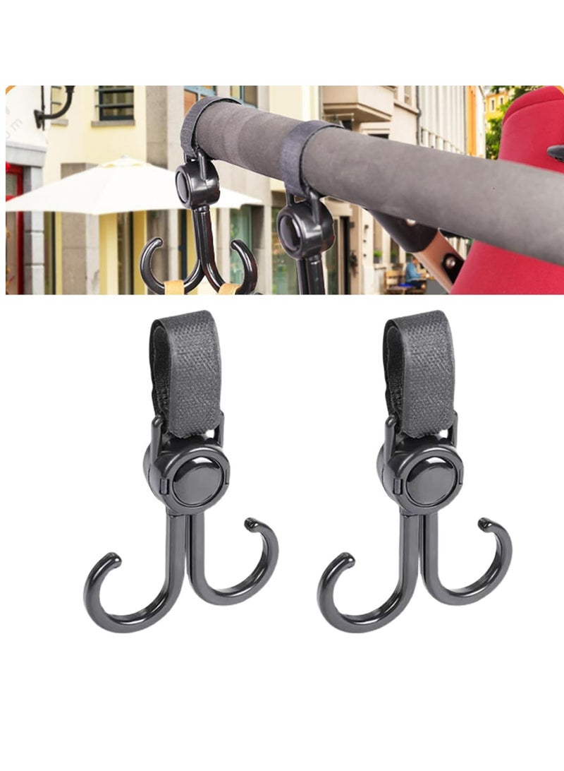 Loquat 2 Pack Adjustable Double Stroller Swivel Hooks, Multifunctional for Hanging Bags, Shopping, Backpacks - Image 2