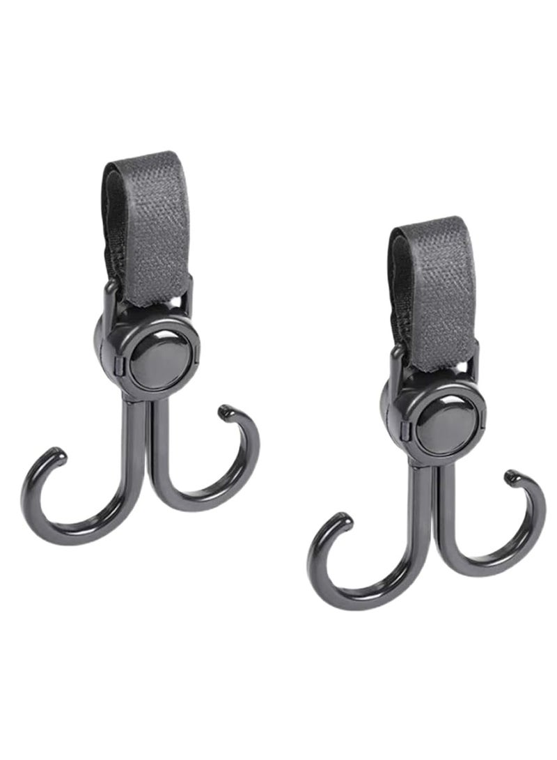 Loquat 2 Pack Adjustable Double Stroller Swivel Hooks, Multifunctional for Hanging Bags, Shopping, Backpacks - Image 1