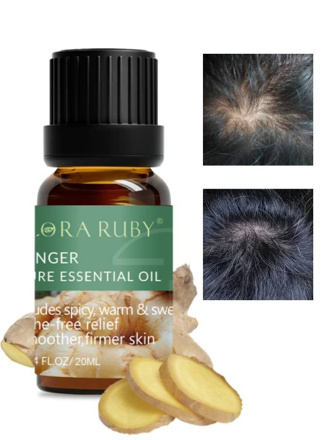 Flora Ruby زيت الزنجبيل لتقوية الشعر زيت الزنجبيل لنمو الشعر مصل نمو الشعر للرجال والنساء علاج نمو الشعر يعزز نمو الشعر بشكل كثيف سيروم الزنجبيل 20 مل - Image 1