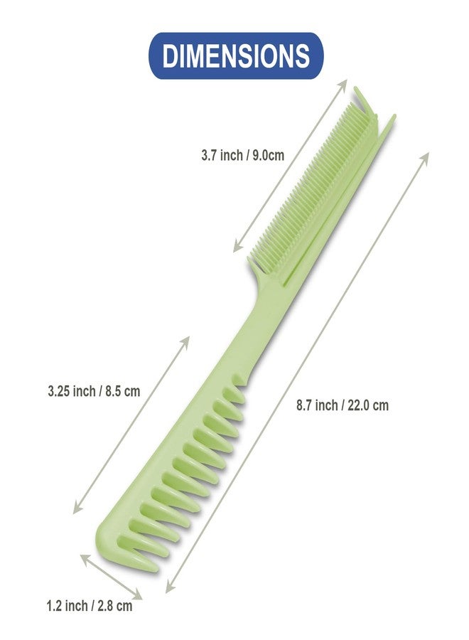 VESS One-Handed Sectioning Comb with Fine and Coarse Teeth for Detangling and Straightening Heat-Damaged Hair (Green) - Image 3