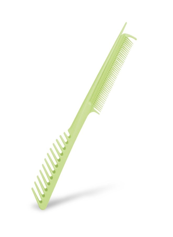 VESS One-Handed Sectioning Comb with Fine and Coarse Teeth for Detangling and Straightening Heat-Damaged Hair (Green) - Image 1