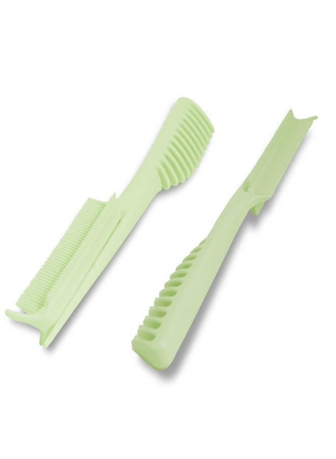 VESS One-Handed Sectioning Comb with Fine and Coarse Teeth for Detangling and Straightening Heat-Damaged Hair (Green) - Image 2