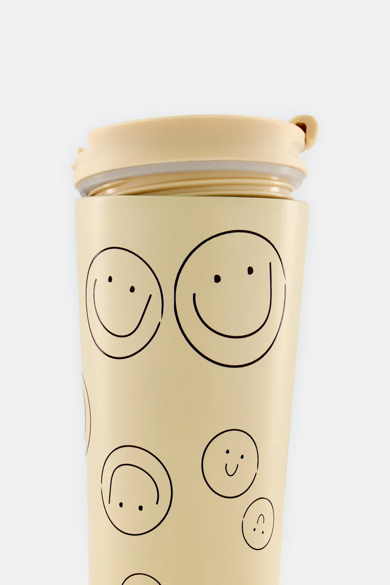 موي موتشو Thermo Steel Graphic Print Water Bottle 350 ml, Beige