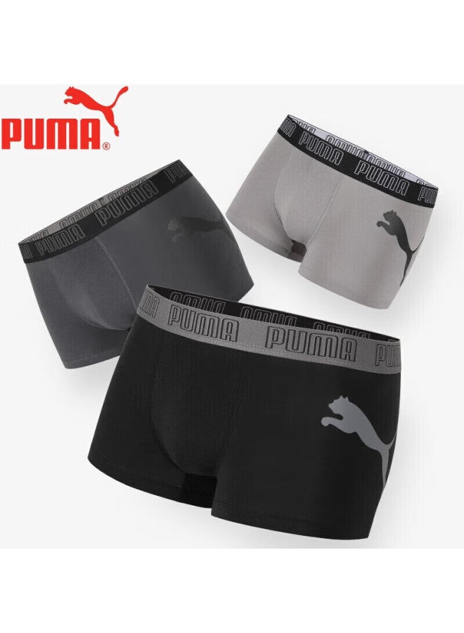 PUMA Puma Men's Underwear, Sports Large Logo Cotton Boxer Briefs, Four-corner Shorts, 3-pack  - Image 1