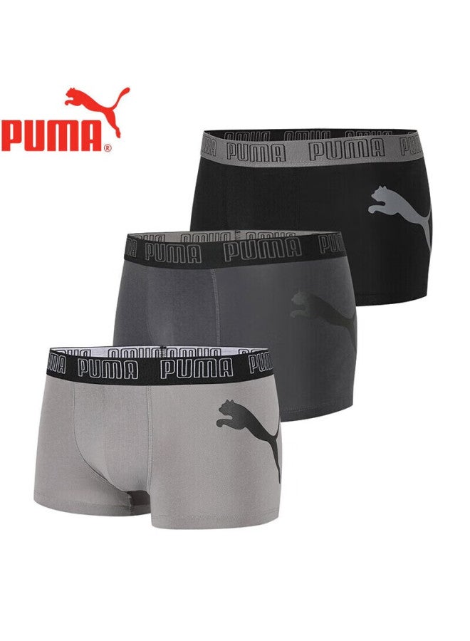 PUMA Puma Men's Underwear, Sports Large Logo Cotton Boxer Briefs, Four-corner Shorts, 3-pack  - Image 3
