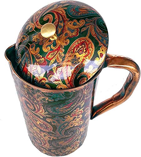 Rastogi Handicrafts Rastogi Handicrafts Screen Printed Pitcher and 2 Tumbler Set Serving Set jug and Glass 1 Pitcher  - Image 2