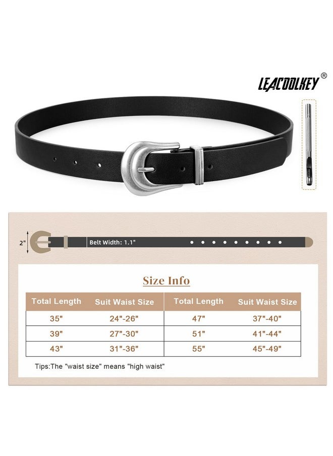 LEACOOLKEY - Women Western Belt Fashion Leather Belt With Gold Buckle For Jeans Pants Plus Size - Image 1