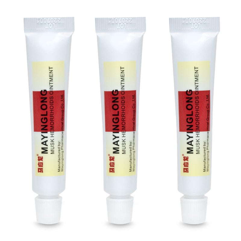 Mayinglong Musk Hemorrhoids Ointment (3 x 10g Tubes), 30g - Maximum Strength Formula for Hemorrhoidal Fast Relief, Soothes Itching, Burning & Discomfort - Fast-Acting Treatment to Shrink Swelling - Image 1