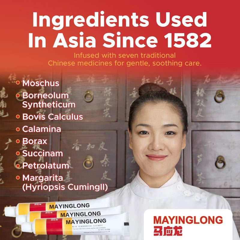 Mayinglong Musk Hemorrhoids Ointment (3 x 10g Tubes), 30g - Maximum Strength Formula for Hemorrhoidal Fast Relief, Soothes Itching, Burning & Discomfort - Fast-Acting Treatment to Shrink Swelling - Image 4
