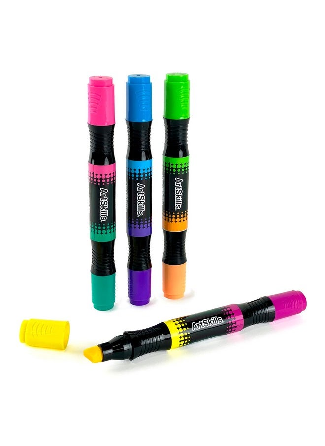 ArtSkills - Jumbo Poster Markers For Kids Neon Chisel Tip Markers Dual Color Washable Markers 8 Neon Colors 4Ct - Image 1