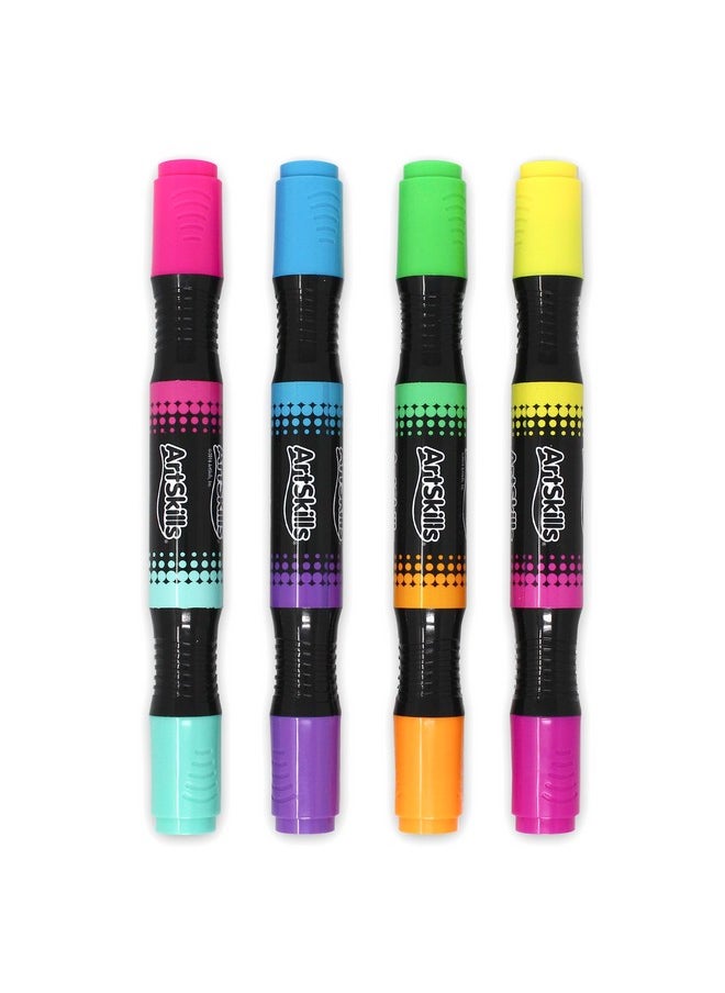 ArtSkills - Jumbo Poster Markers For Kids Neon Chisel Tip Markers Dual Color Washable Markers 8 Neon Colors 4Ct - Image 1