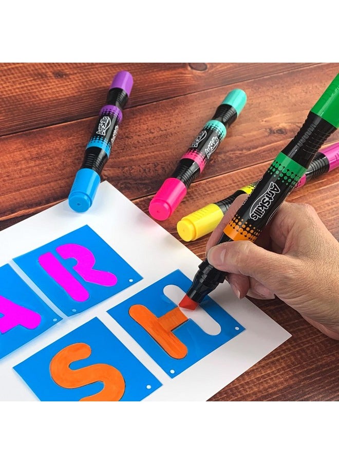 ArtSkills - Jumbo Poster Markers For Kids Neon Chisel Tip Markers Dual Color Washable Markers 8 Neon Colors 4Ct - Image 1