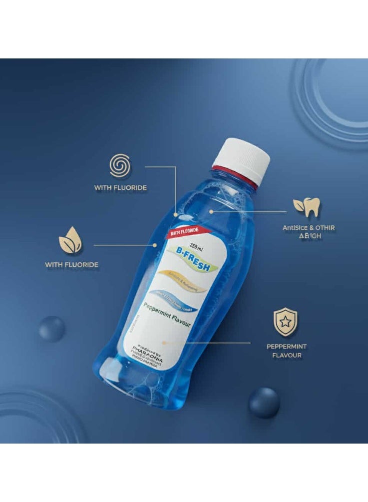 بي-فريش بي فريش غسول بالفلوريد مضمضة\غرغرة للفم بالنعناع 250 ملي - Image 3