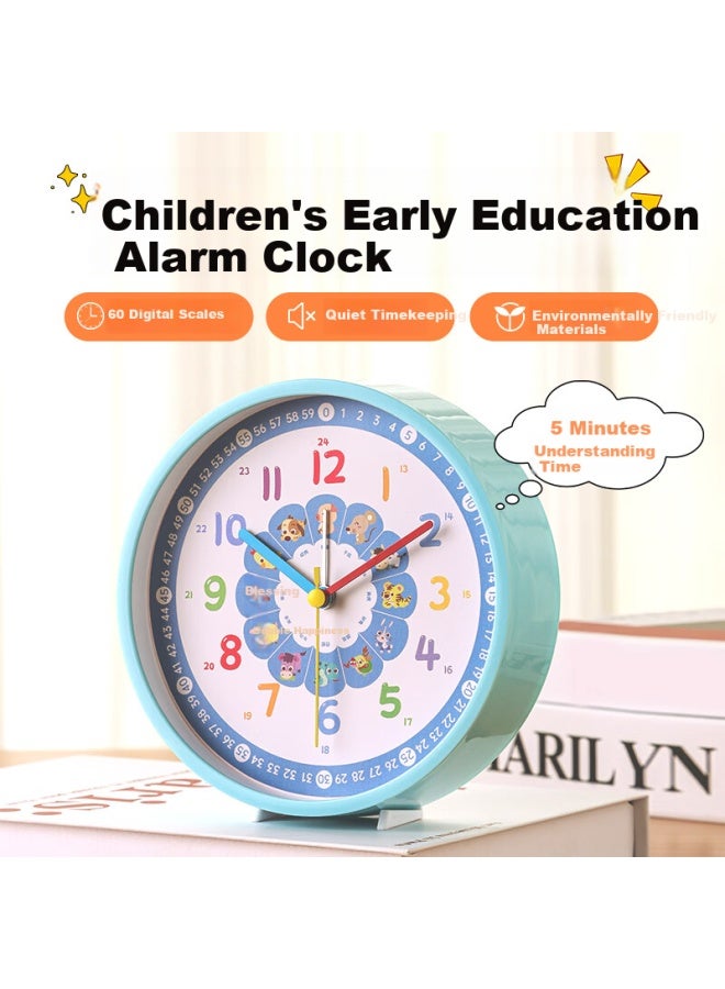 Compas Desktop Alarm Clock Quartz Clock Children'S Student Wake-Up Artifact Simple Bedroom Bedside Clock 2362 Blue
