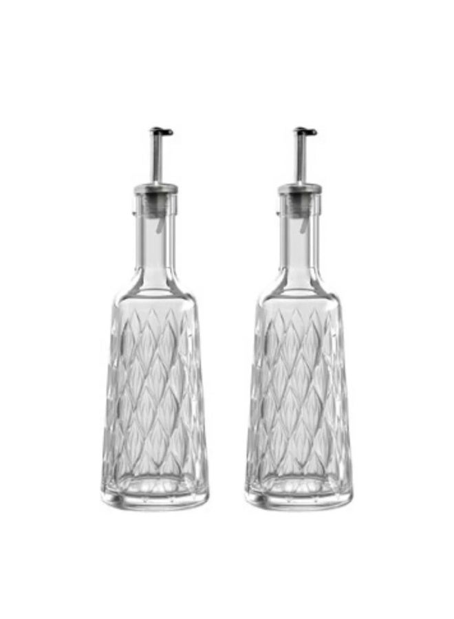 Paşabahçe Pasabahce Leafy Oil & Vinegar 380cc – 2-Piece Dispenser Bottle Set GB - Image 1