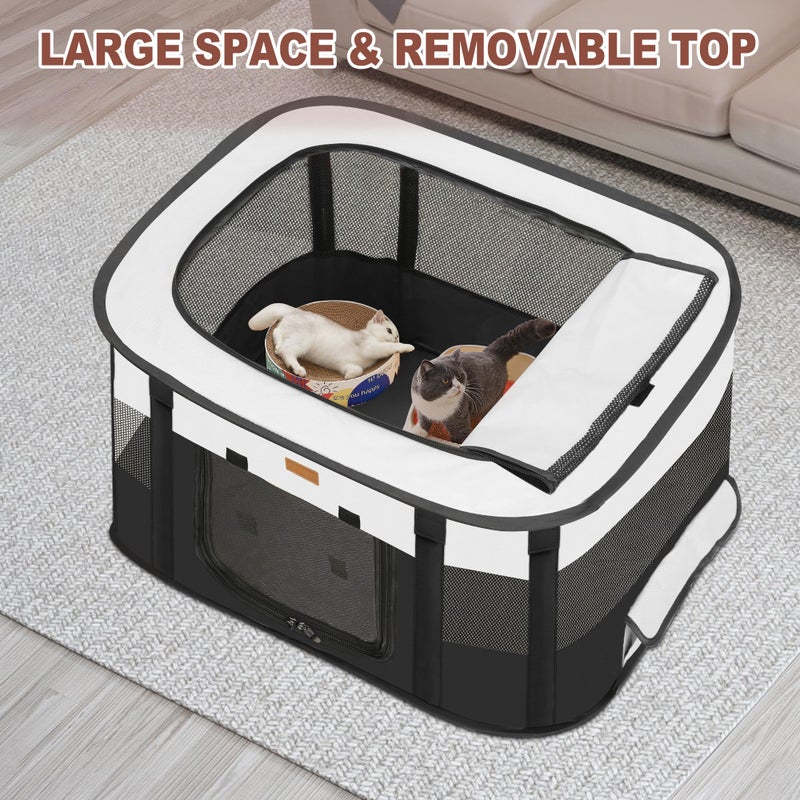 Akinerri Dog Playpen - Foldable Cat Play Pens for Pubby, Kitten, Rabbit, Portable Pet Tent with Carring Bag for Indoor/Outdoor Travel Camping (Black-Medium) - Image 5