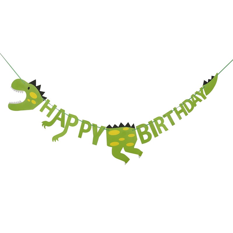 MANGO Dinosaur Theme Happy Birthday Letter Banner Green 75 Inches for Boys  Girls Birthday Decorations - Image 1