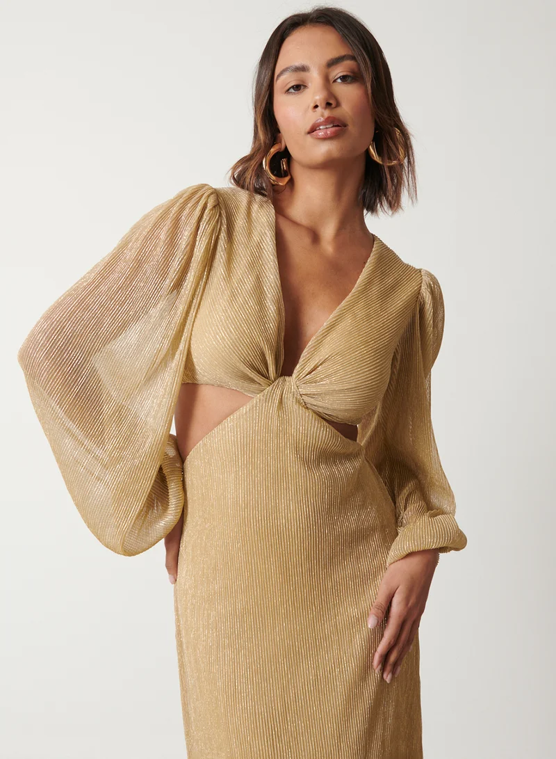 PRETTY LAVISH Gold Cutout Dress