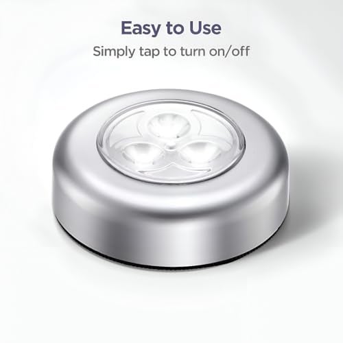 MeeTo Wireless LED Puck Light, Stick-Anywhere Closet Portable Tap Push Button Stair-Wall Lights for Cabinet, Hallway, Bathroom, Bedroom, Kitchen, 3 Battery Operated Low White Light, (PC5) - Image 2