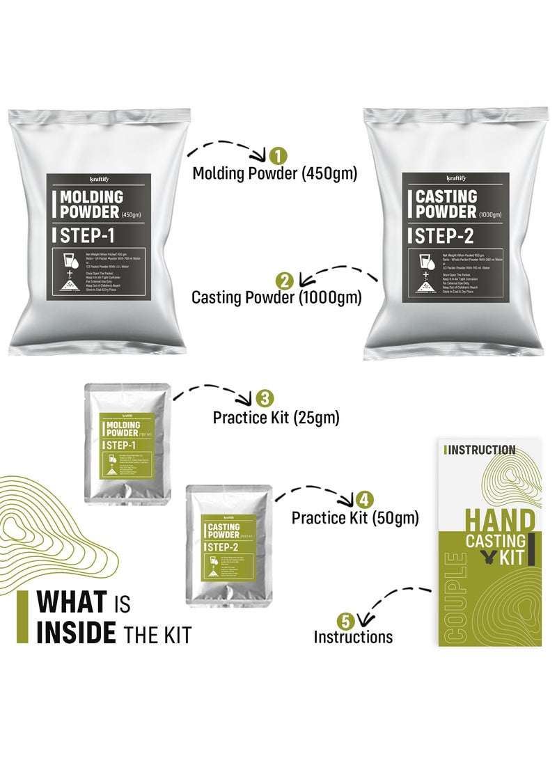 kraftify Kraftify Molding Powder for Hand  Foot Casting  Moulding Powder 450gm  Practice Kit 25gm  Hand Impression Material Molding Clay  Casting Kit Couple Kit  - Image 2