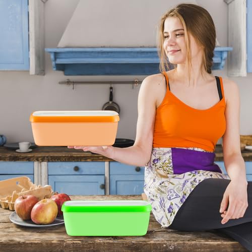 Boxdljh Ice Cream Containers Set of 2, 1.5 Quart Ice Cream Tub, Reusable Homemade Ice Cream Tubs with Stackable Freezer Storage Container for Yogurt, Sorbet, Gelato (Cyan+Orange=2Pack) - Image 4