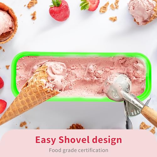 Boxdljh Ice Cream Containers Set of 2, 1.5 Quart Ice Cream Tub, Reusable Homemade Ice Cream Tubs with Stackable Freezer Storage Container for Yogurt, Sorbet, Gelato (Cyan+Orange=2Pack) - Image 3