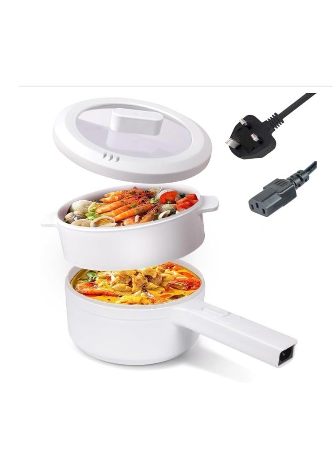 Arabest 2L Food Steamers,Electric Hot Pot,with Steamer & Temperature Control,Two Power Adjustments Multifunctional Non-stick Pot, Portable Saucepan Electric Cooking Pot - Image 1
