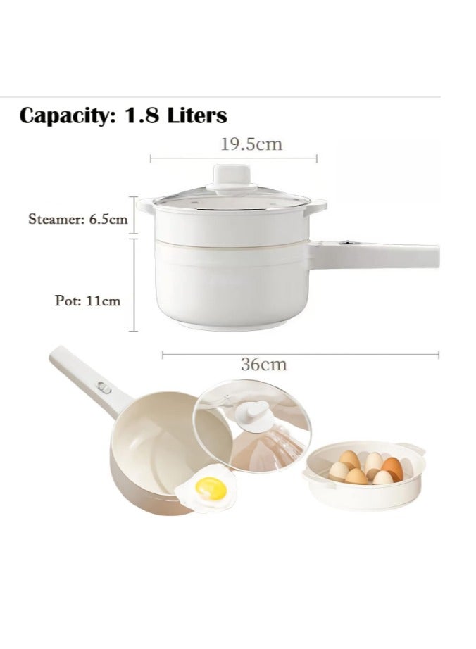 Arabest 2L Food Steamers,Electric Hot Pot,with Steamer & Temperature Control,Two Power Adjustments Multifunctional Non-stick Pot, Portable Saucepan Electric Cooking Pot - Image 2