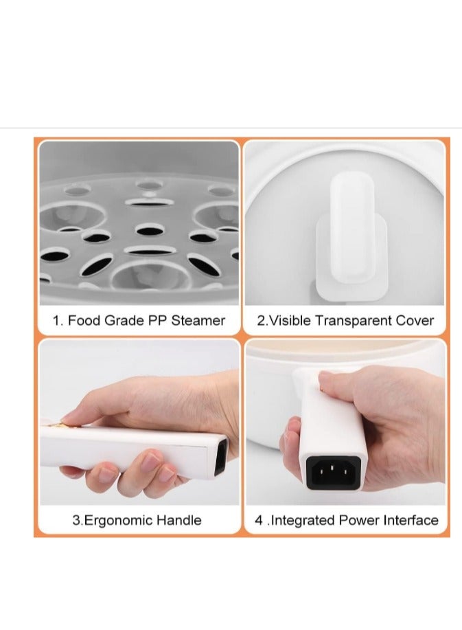 Arabest 2L Food Steamers,Electric Hot Pot,with Steamer & Temperature Control,Two Power Adjustments Multifunctional Non-stick Pot, Portable Saucepan Electric Cooking Pot - Image 3